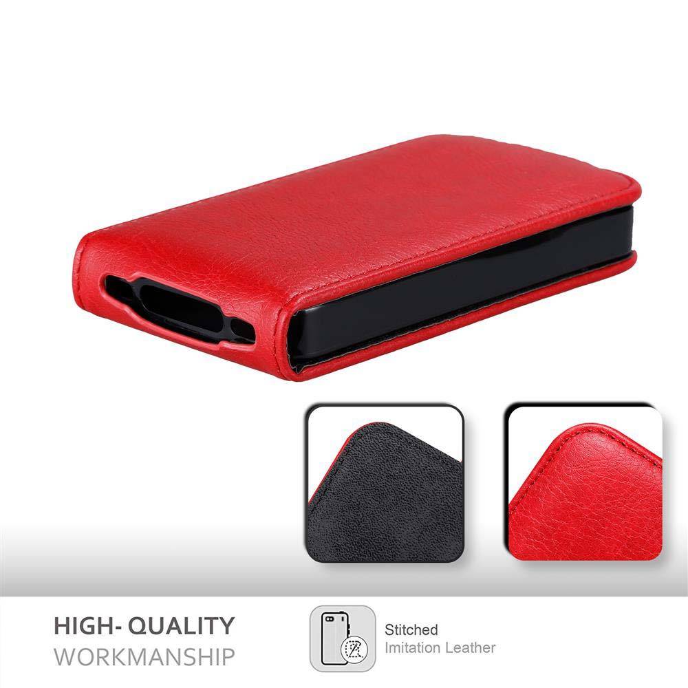Cadorabo Hülle für Apple iPhone 4 / 4S Schutz Hülle in Rot Flip Etui Handyhülle Case Cover