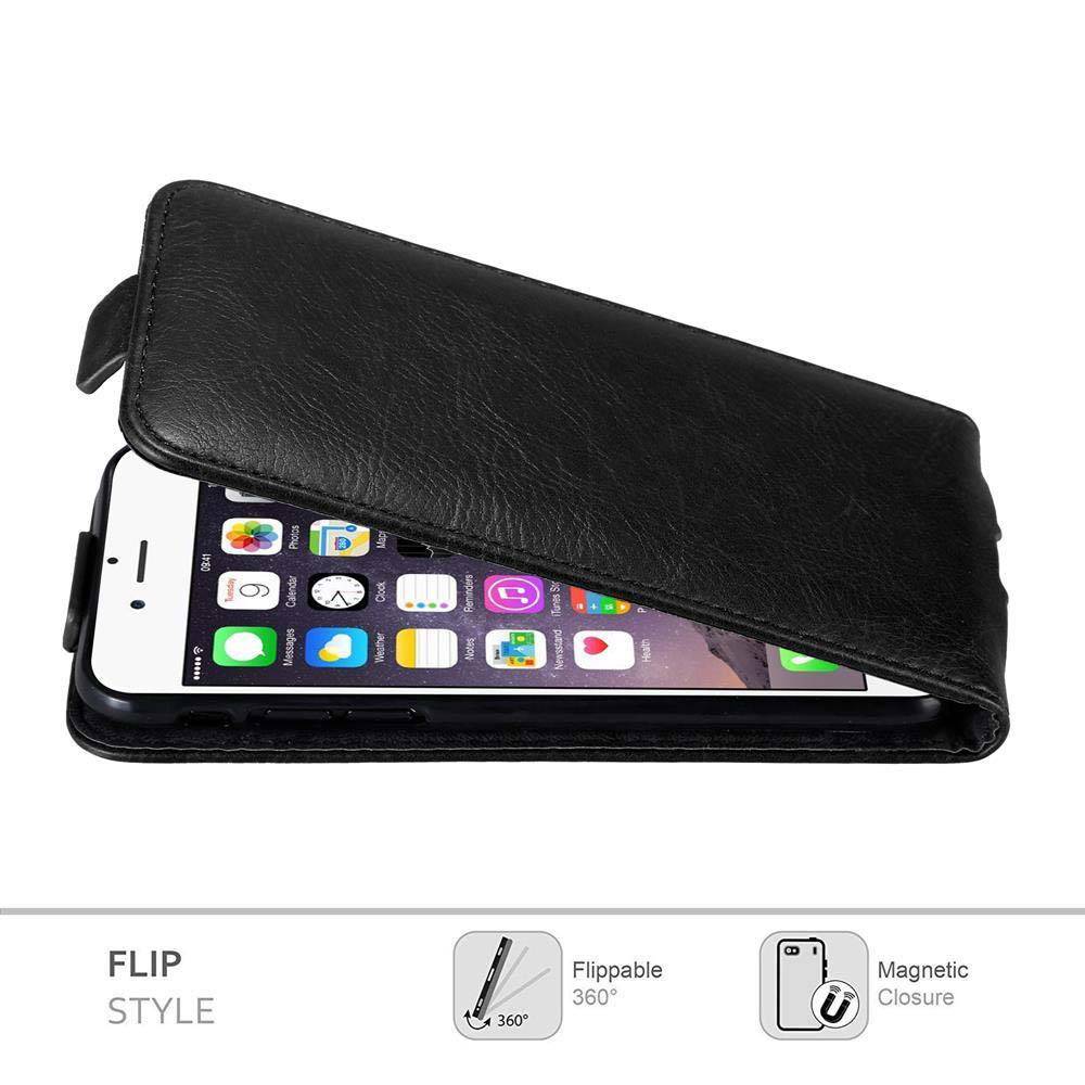 Cadorabo Hülle für Apple iPhone 6 / 6S Schutz Hülle in Schwarz Flip Etui Handyhülle Case Cover