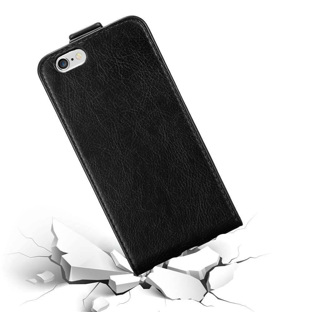Cadorabo Hülle für Apple iPhone 6 / 6S Schutz Hülle in Schwarz Flip Etui Handyhülle Case Cover