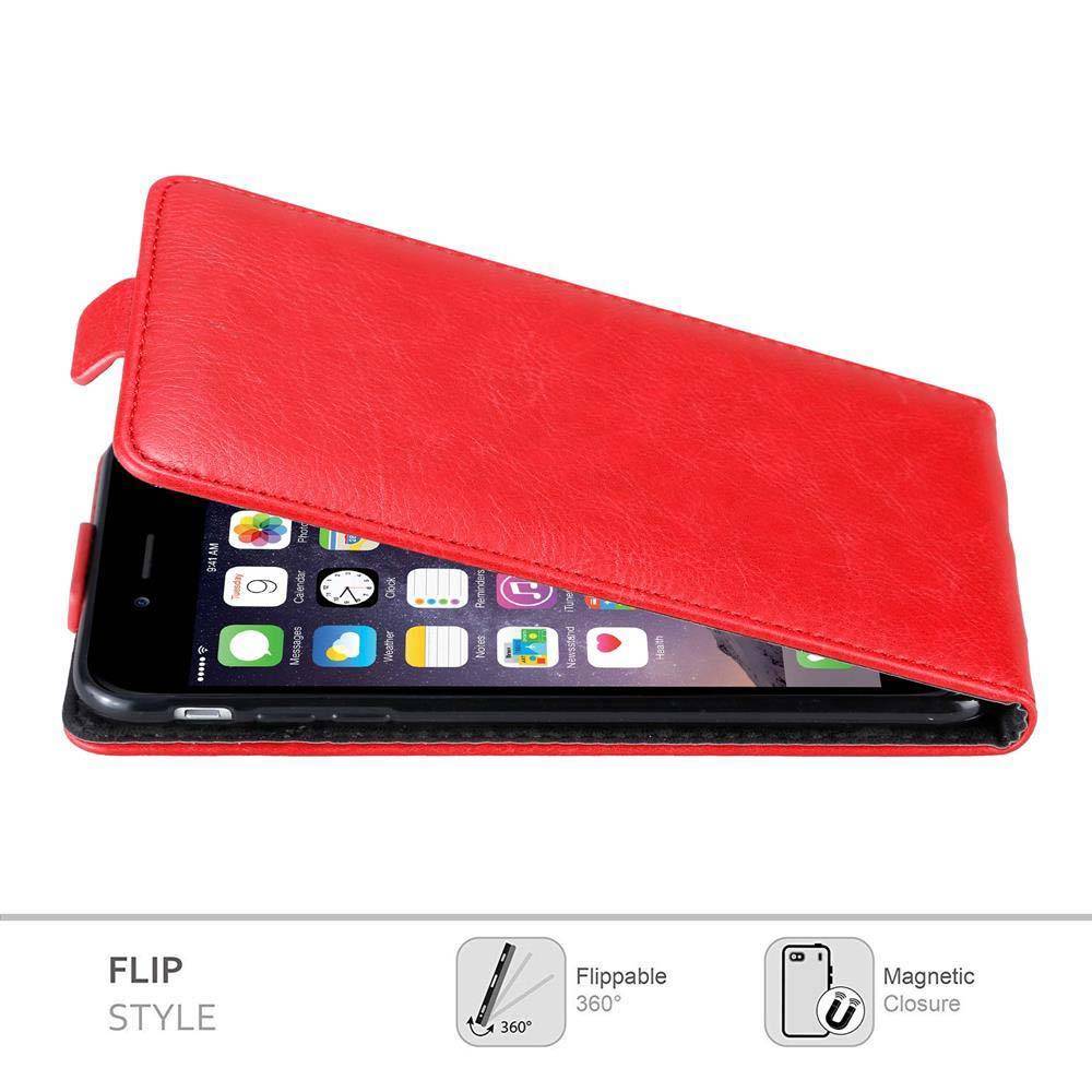 Cadorabo Hülle für Apple iPhone 6 PLUS / 6S PLUS Schutz Hülle in Rot Flip Etui Handyhülle Case Cover
