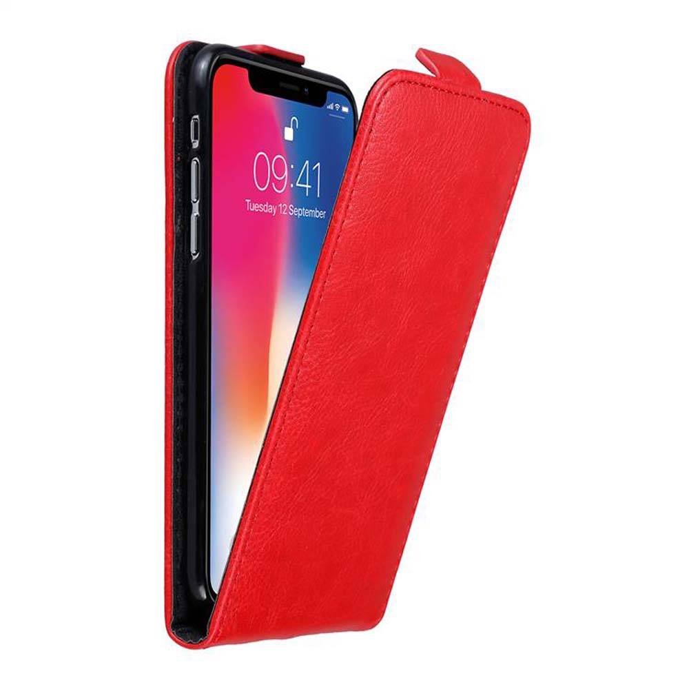 Cadorabo Hülle für Apple iPhone X / XS Schutz Hülle in Rot Flip Etui Handyhülle Case Cover
