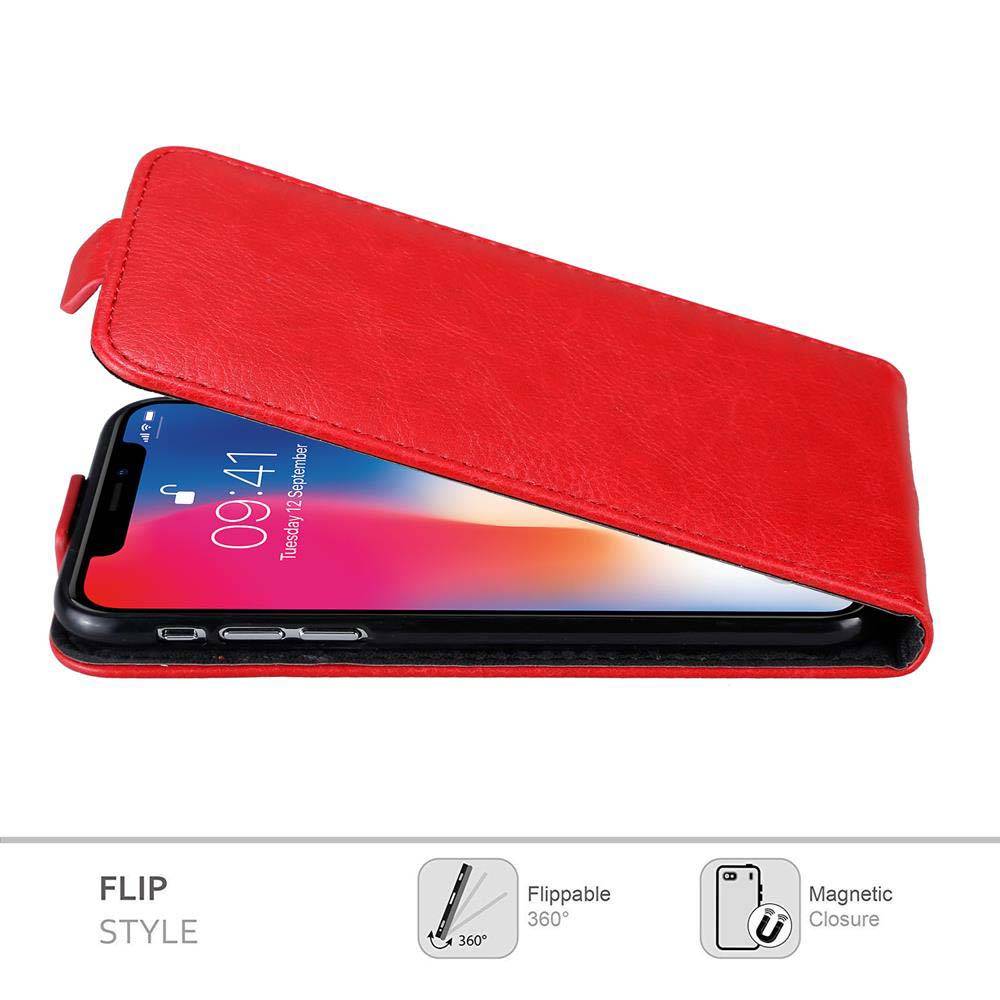 Cadorabo Hülle für Apple iPhone X / XS Schutz Hülle in Rot Flip Etui Handyhülle Case Cover