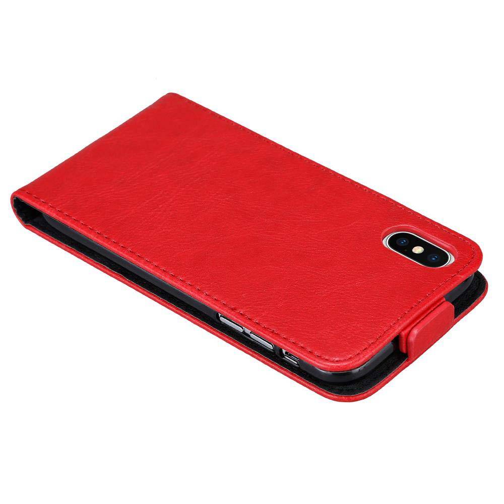 Cadorabo Hülle für Apple iPhone X / XS Schutz Hülle in Rot Flip Etui Handyhülle Case Cover