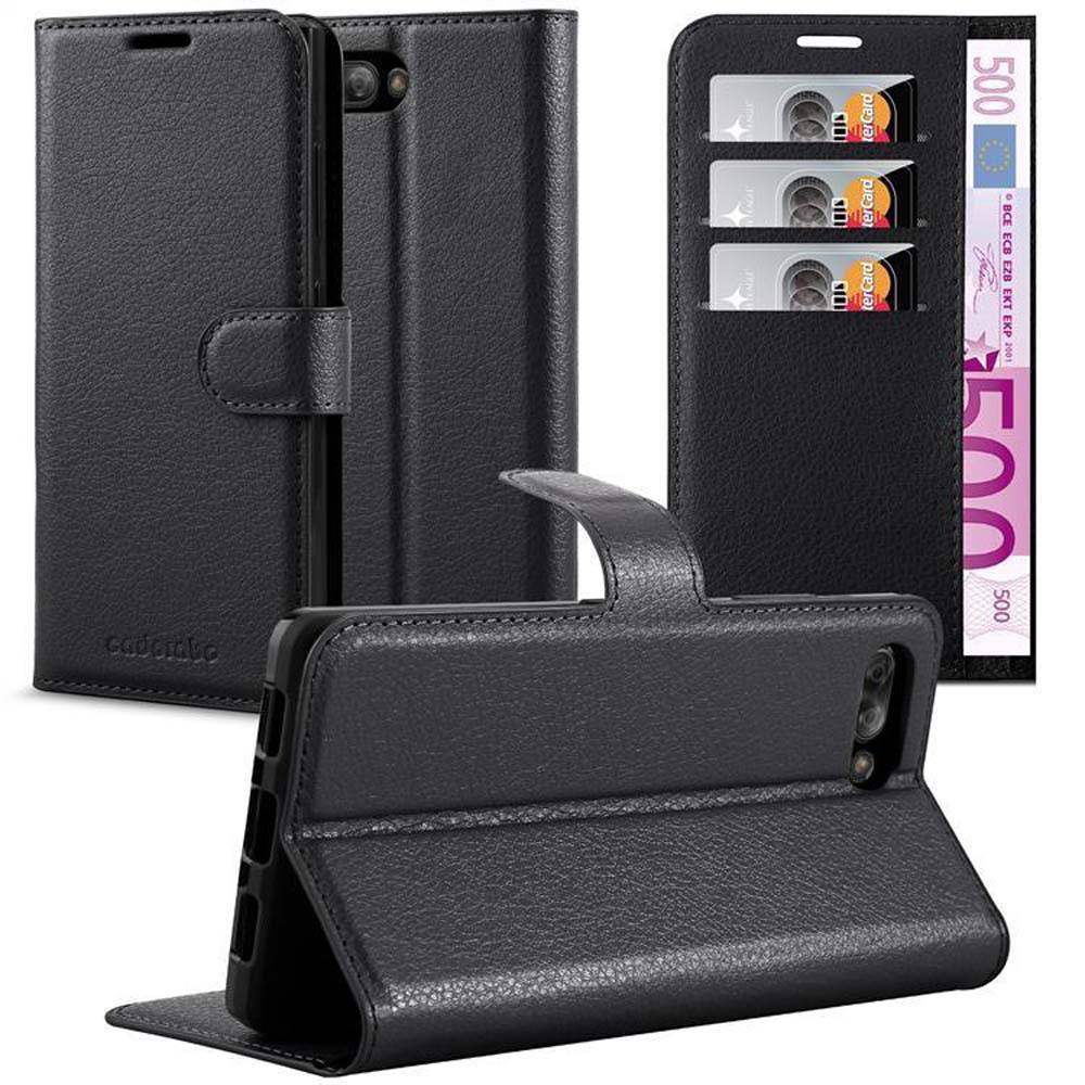 Cadorabo Hülle für Blackberry KEY 2 Schutz Hülle in Schwarz Handyhülle Etui Case Cover Magnetverschluss
