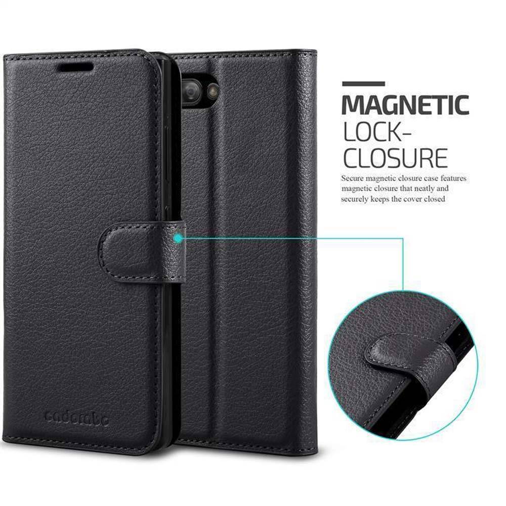 Cadorabo Hülle für Blackberry KEY 2 Schutz Hülle in Schwarz Handyhülle Etui Case Cover Magnetverschluss