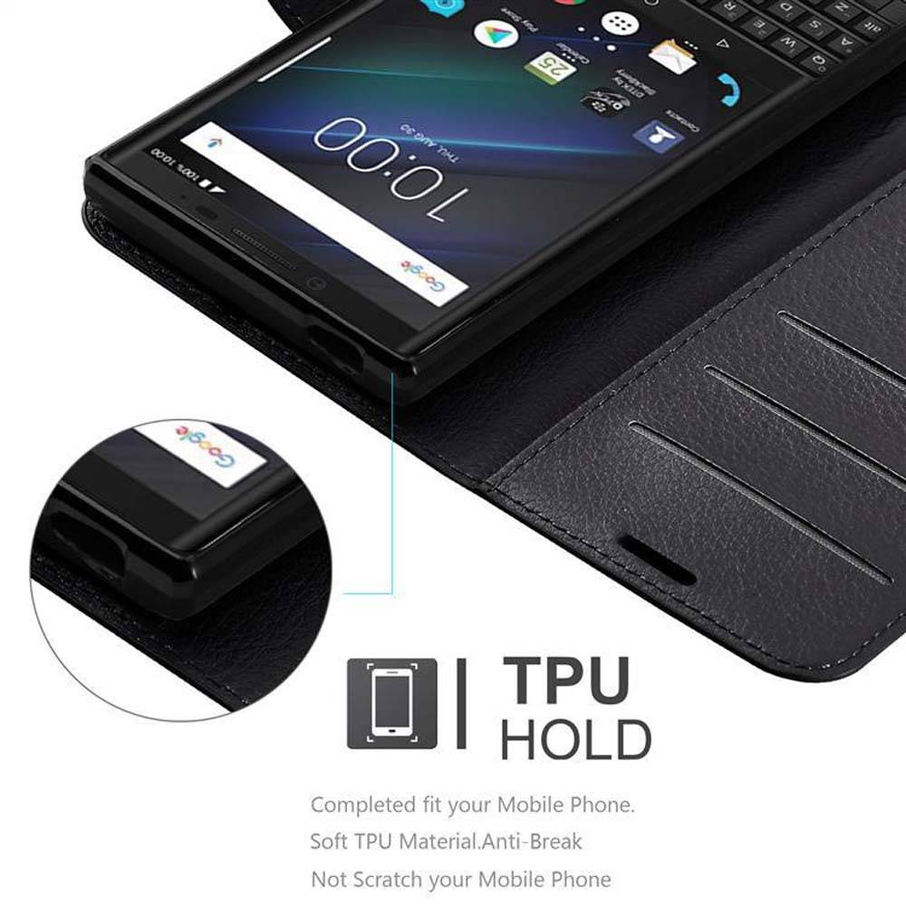 Cadorabo Hülle für Blackberry KEY 2 Schutz Hülle in Schwarz Handyhülle Etui Case Cover Magnetverschluss
