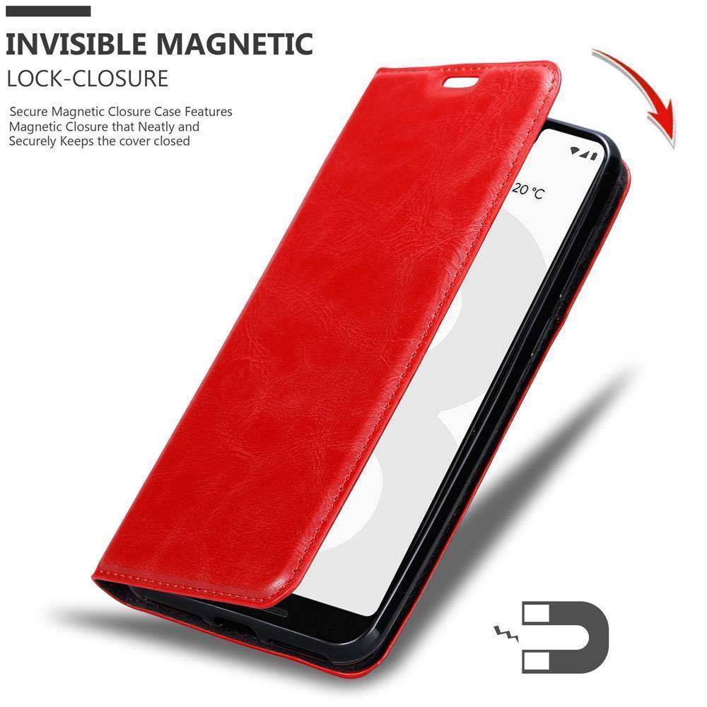 Cadorabo Hülle für Google PIXEL 3 XL Schutz Hülle in Rot Handyhülle Etui Case Cover Magnetverschluss