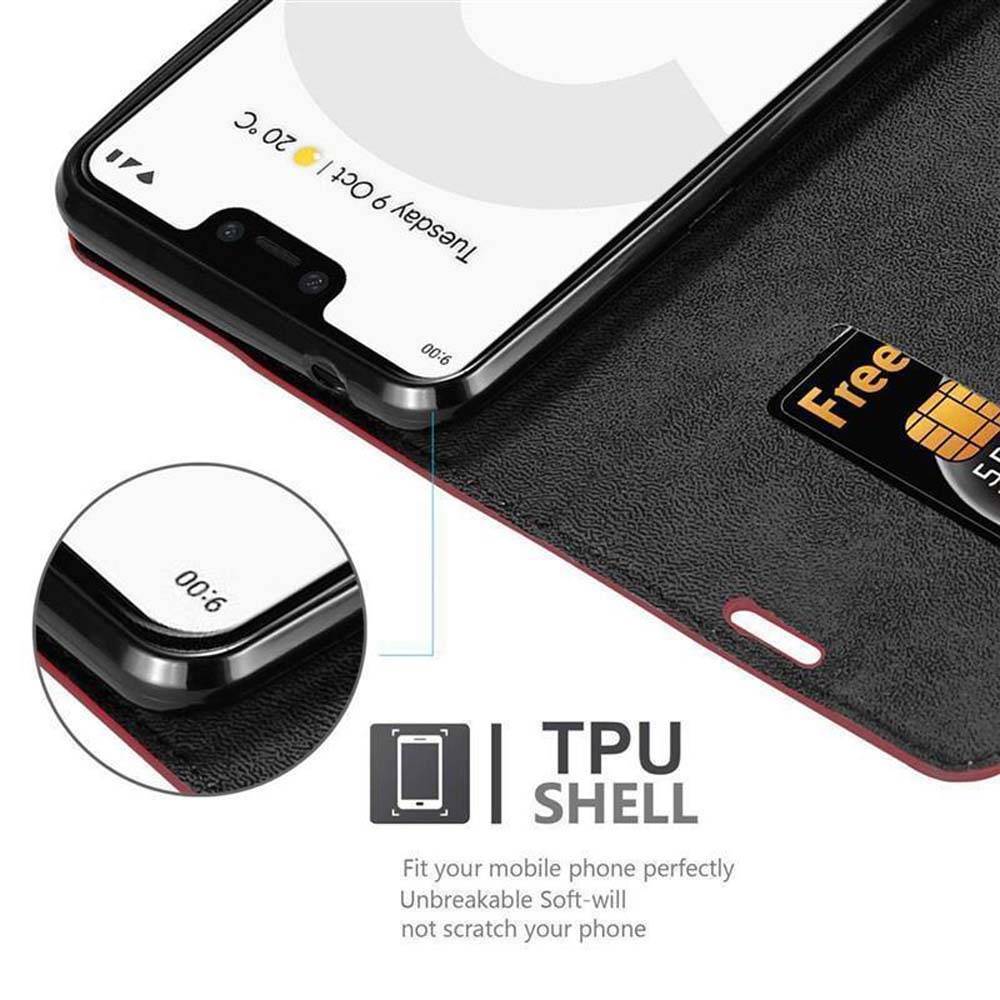 Cadorabo Hülle für Google PIXEL 3 XL Schutz Hülle in Rot Handyhülle Etui Case Cover Magnetverschluss