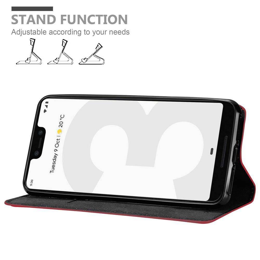 Cadorabo Hülle für Google PIXEL 3 XL Schutz Hülle in Rot Handyhülle Etui Case Cover Magnetverschluss