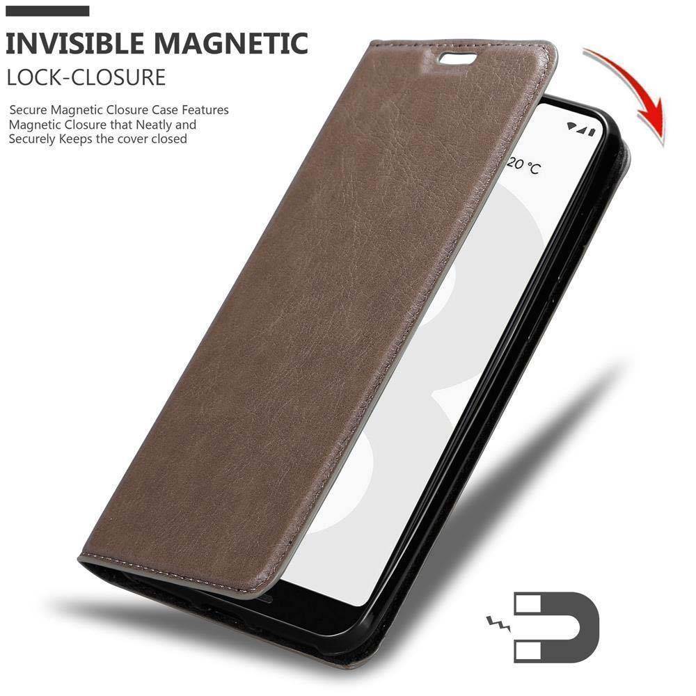 Cadorabo Hülle für Google PIXEL 3 XL Schutz Hülle in Braun Handyhülle Etui Case Cover Magnetverschluss