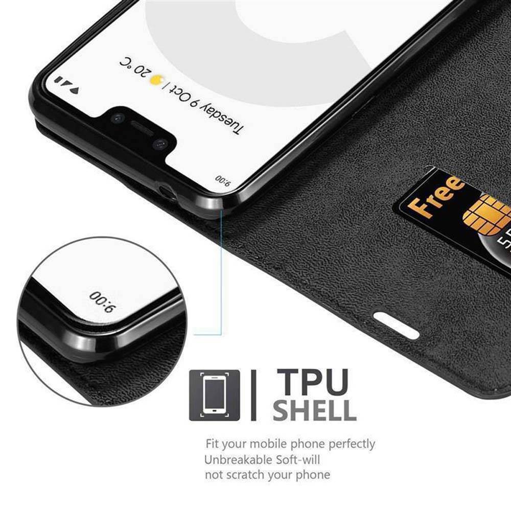 Cadorabo Hülle für Google PIXEL 3 XL Schutz Hülle in Schwarz Handyhülle Etui Case Cover Magnetverschluss