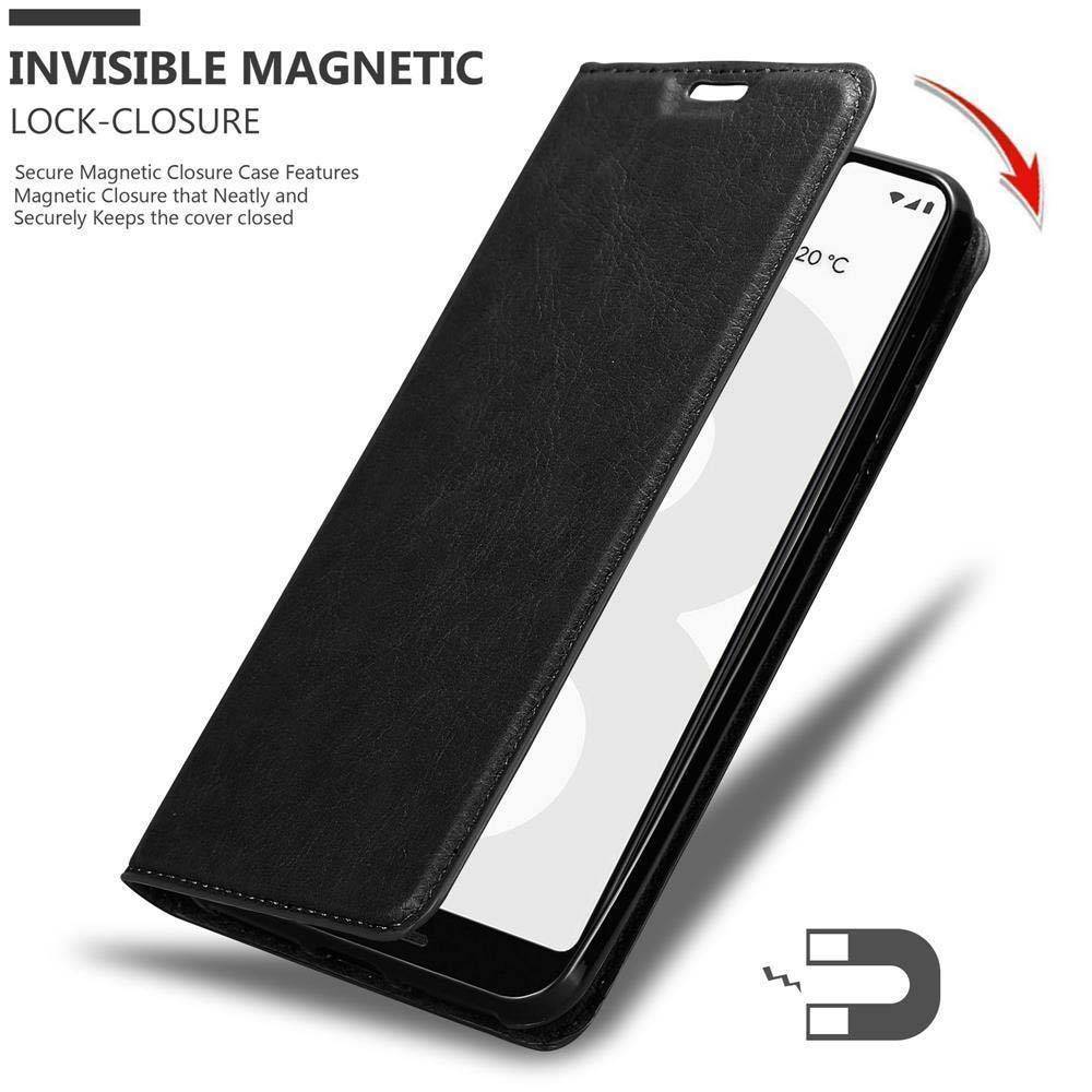 Cadorabo Hülle für Google PIXEL 3 XL Schutz Hülle in Schwarz Handyhülle Etui Case Cover Magnetverschluss