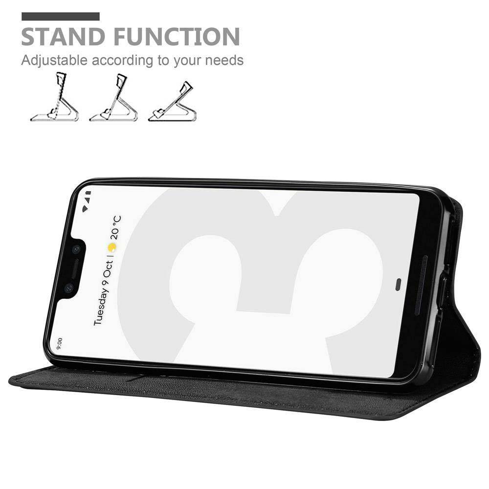 Cadorabo Hülle für Google PIXEL 3 XL Schutz Hülle in Schwarz Handyhülle Etui Case Cover Magnetverschluss