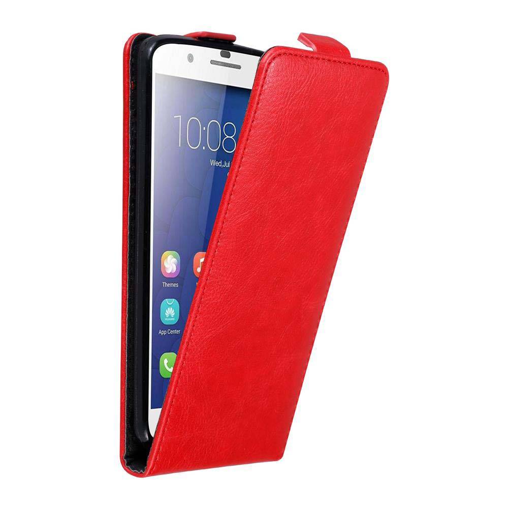 Cadorabo Hülle für Honor 6 PLUS Schutz Hülle in Rot Flip Etui Handyhülle Case Cover