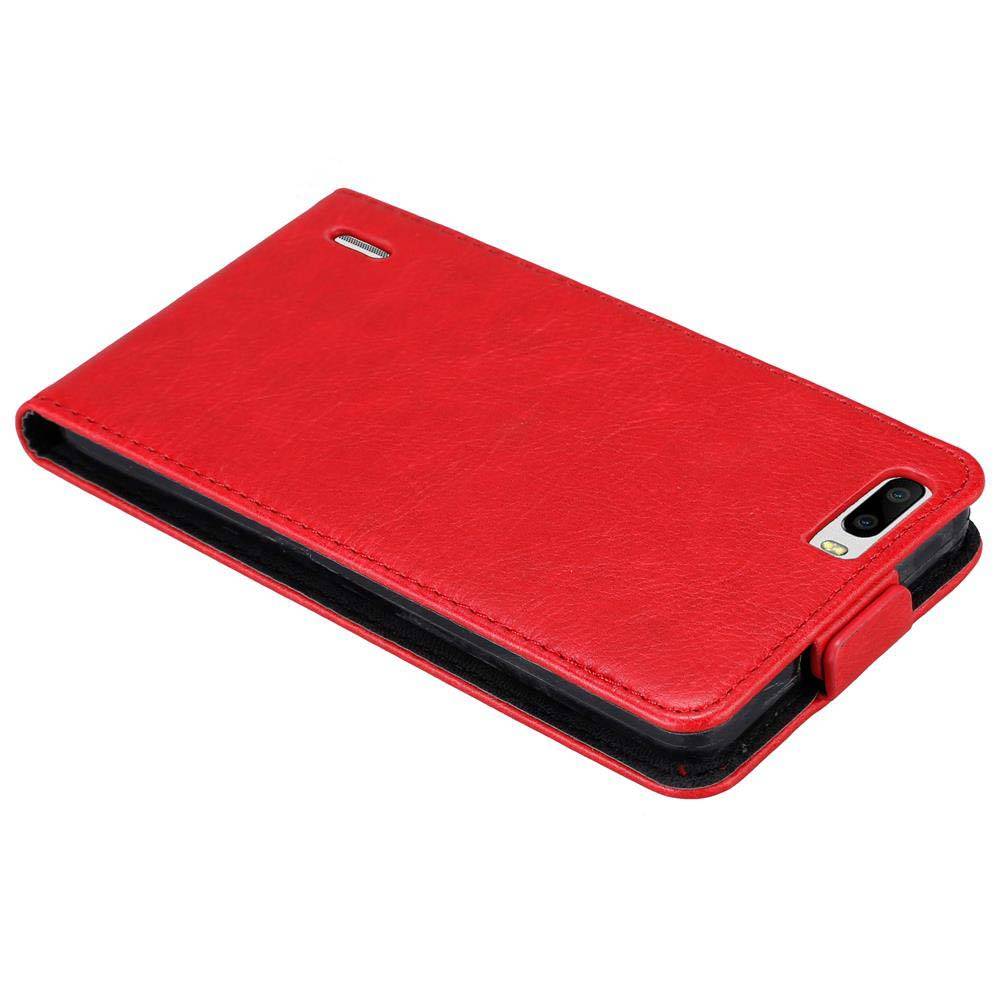 Cadorabo Hülle für Honor 6 PLUS Schutz Hülle in Rot Flip Etui Handyhülle Case Cover