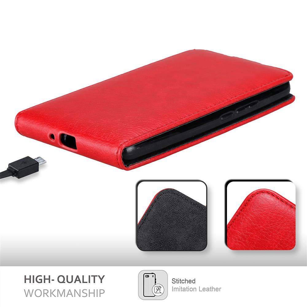 Cadorabo Hülle für Honor 6 PLUS Schutz Hülle in Rot Flip Etui Handyhülle Case Cover