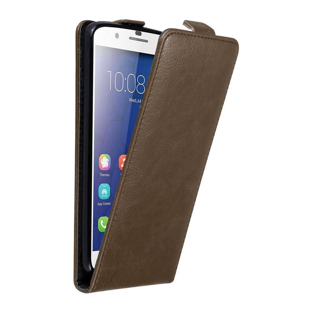 Cadorabo Hülle für Honor 6 PLUS Schutz Hülle in Braun Flip Etui Handyhülle Case Cover