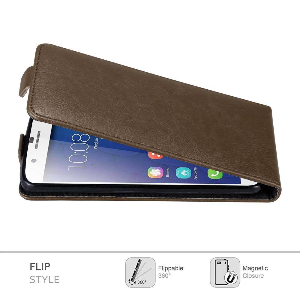 Cadorabo Hülle für Honor 6 PLUS Schutz Hülle in Braun Flip Etui Handyhülle Case Cover