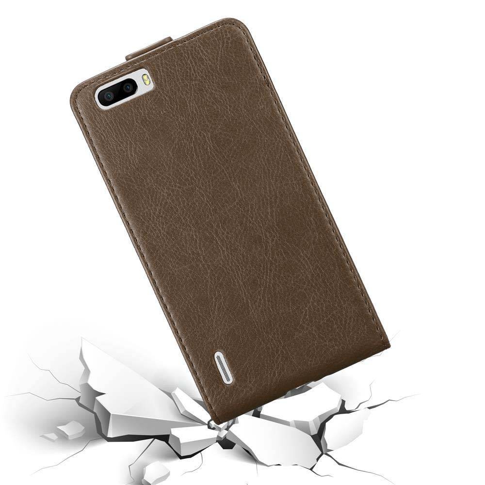 Cadorabo Hülle für Honor 6 PLUS Schutz Hülle in Braun Flip Etui Handyhülle Case Cover