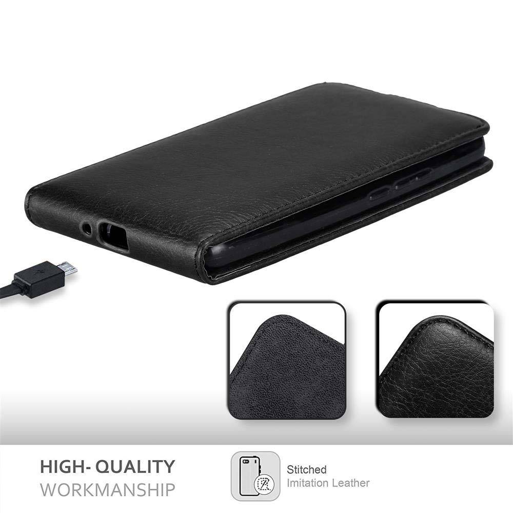 Cadorabo Hülle für Honor 6 PLUS Schutz Hülle in Schwarz Flip Etui Handyhülle Case Cover