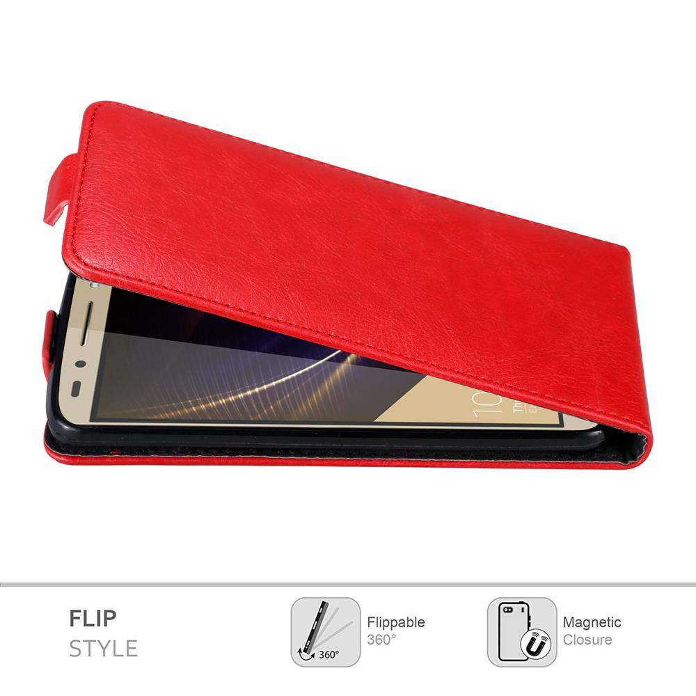Cadorabo Hülle für Honor 7 Schutz Hülle in Rot Flip Etui Handyhülle Case Cover