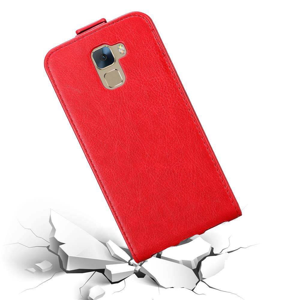 Cadorabo Hülle für Honor 7 Schutz Hülle in Rot Flip Etui Handyhülle Case Cover