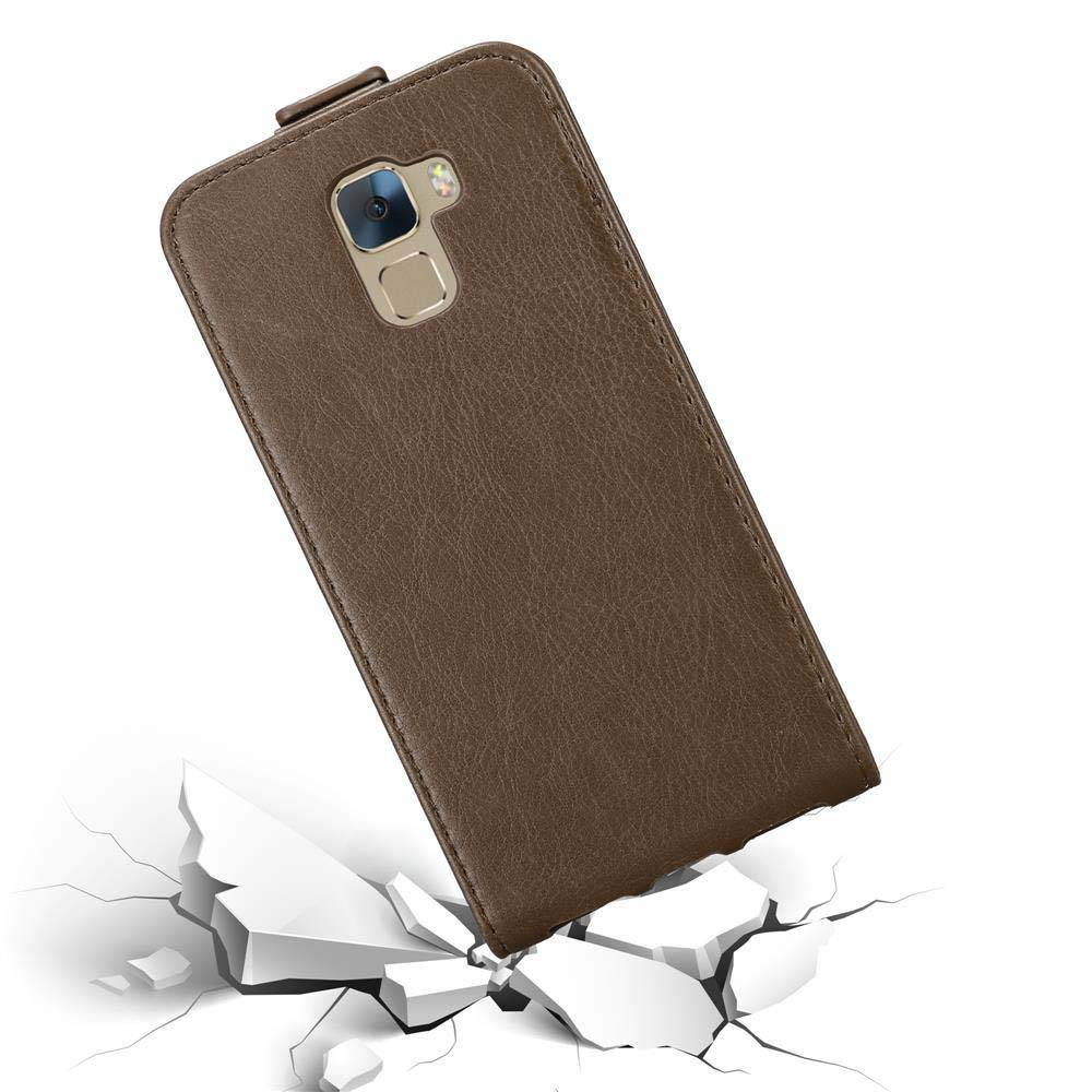 Cadorabo Hülle für Honor 7 Schutz Hülle in Braun Flip Etui Handyhülle Case Cover