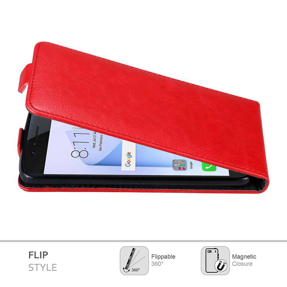 Cadorabo Hülle für Honor 8 / 8 PREMIUM Schutz Hülle in Rot Flip Etui Handyhülle Case Cover