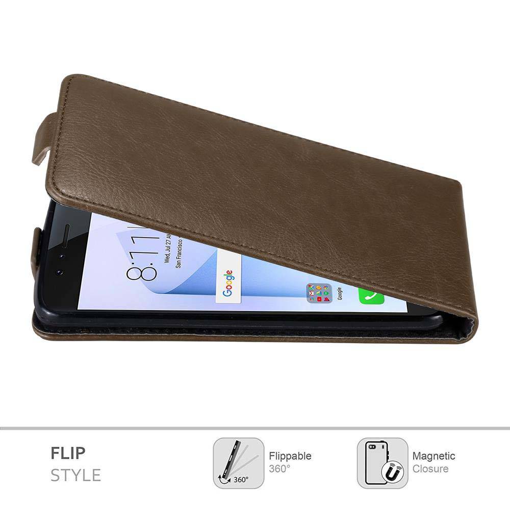 Cadorabo Hülle für Honor 8 / 8 PREMIUM Schutz Hülle in Braun Flip Etui Handyhülle Case Cover