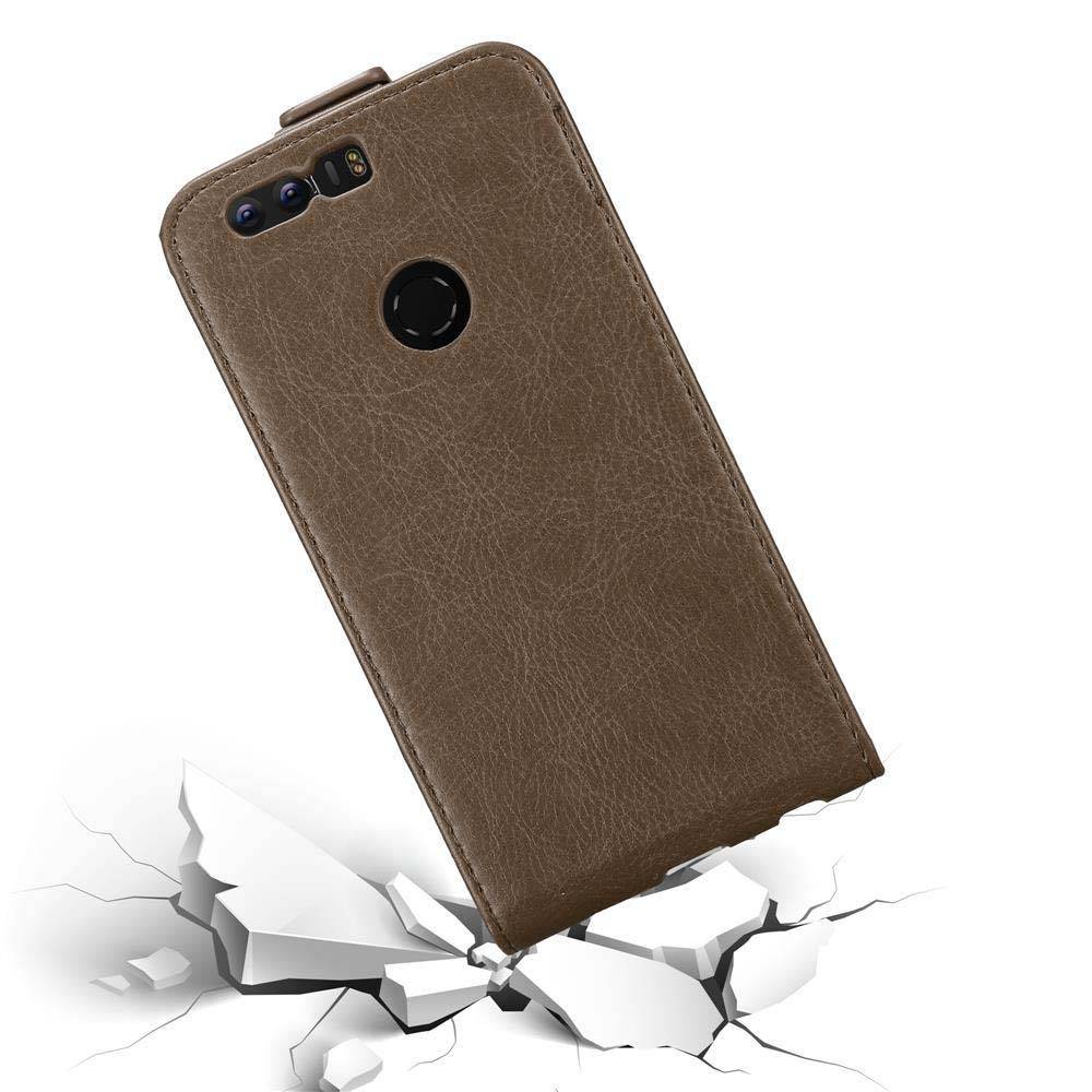Cadorabo Hülle für Honor 8 / 8 PREMIUM Schutz Hülle in Braun Flip Etui Handyhülle Case Cover