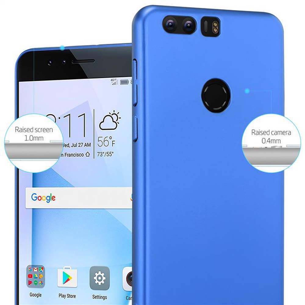 Cadorabo Hülle für Honor 8 / 8 PREMIUM Schutzhülle in Blau Hard Case Handy Hülle Etui
