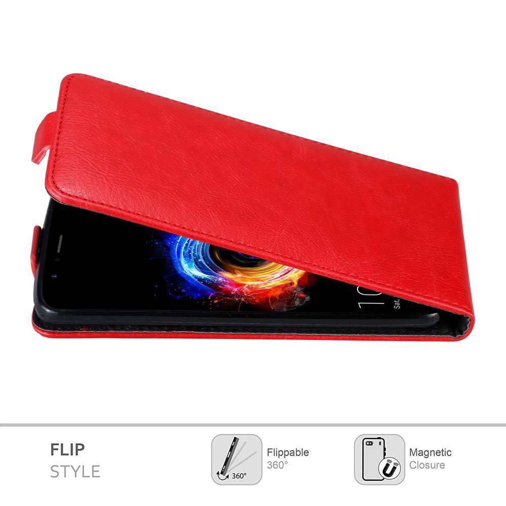 Cadorabo Hülle für Honor 8 PRO Schutz Hülle in Rot Flip Etui Handyhülle Case Cover