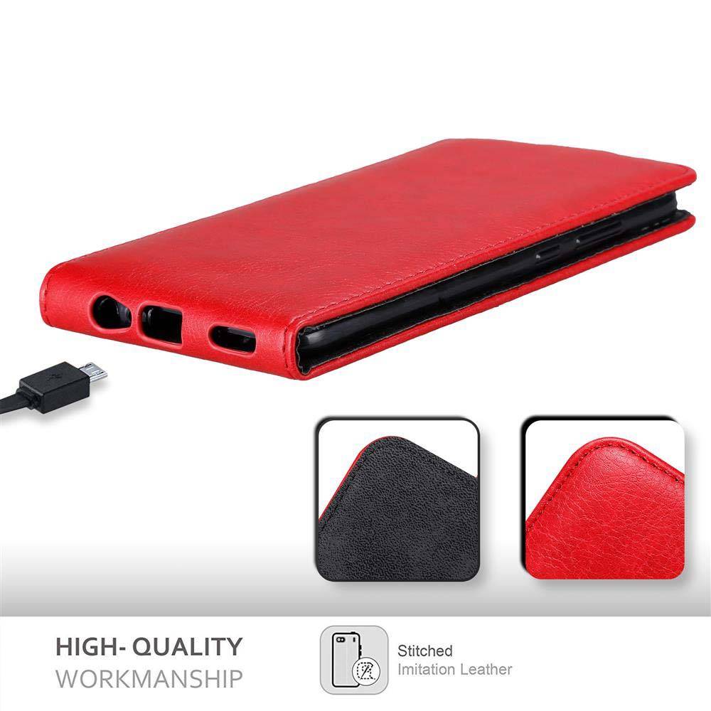 Cadorabo Hülle für Honor 8 PRO Schutz Hülle in Rot Flip Etui Handyhülle Case Cover