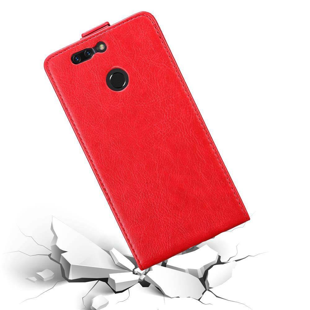 Cadorabo Hülle für Honor 8 PRO Schutz Hülle in Rot Flip Etui Handyhülle Case Cover