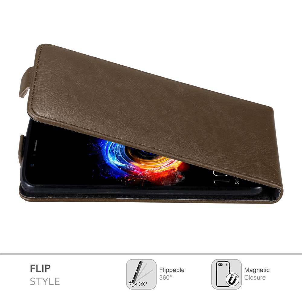 Cadorabo Hülle für Honor 8 PRO Schutz Hülle in Braun Flip Etui Handyhülle Case Cover