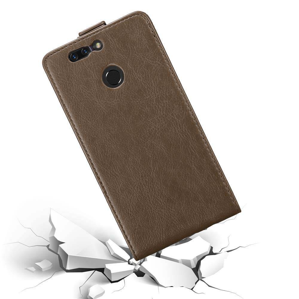 Cadorabo Hülle für Honor 8 PRO Schutz Hülle in Braun Flip Etui Handyhülle Case Cover