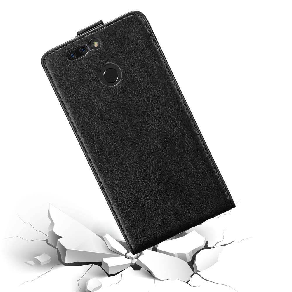 Cadorabo Hülle für Honor 8 PRO Schutz Hülle in Schwarz Flip Etui Handyhülle Case Cover