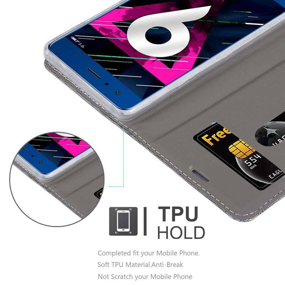 Cadorabo Hülle für Honor 9 Schutzhülle in Grau Handy Hülle Etui Book Case Cover