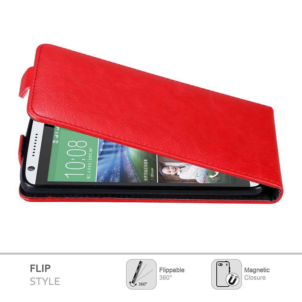 Cadorabo Hülle für HTC Desire 820 Schutz Hülle in Rot Flip Etui Handyhülle Case Cover