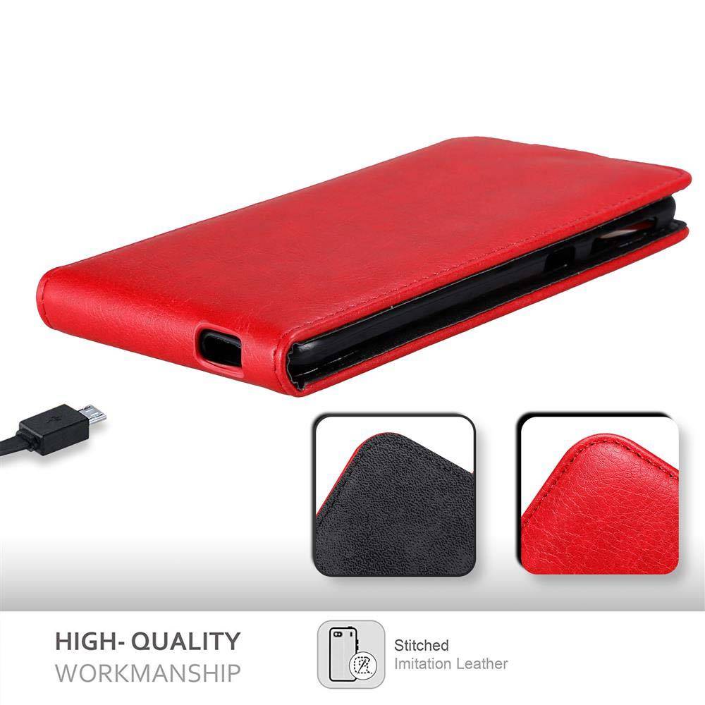 Cadorabo Hülle für HTC Desire 820 Schutz Hülle in Rot Flip Etui Handyhülle Case Cover