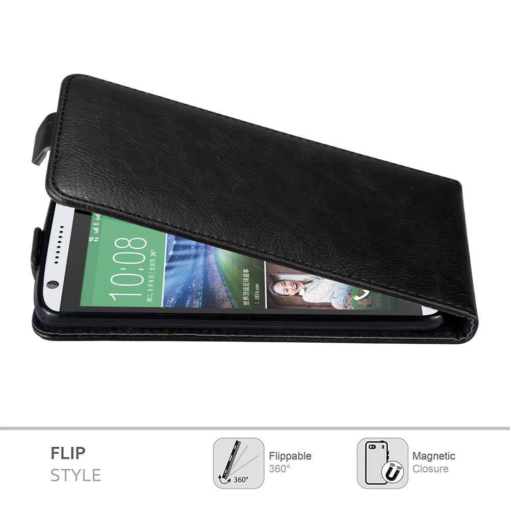 Cadorabo Hülle für HTC Desire 820 Schutz Hülle in Schwarz Flip Etui Handyhülle Case Cover