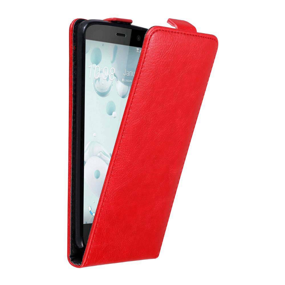 Cadorabo Hülle für HTC U PLAY Schutz Hülle in Rot Flip Etui Handyhülle Case Cover