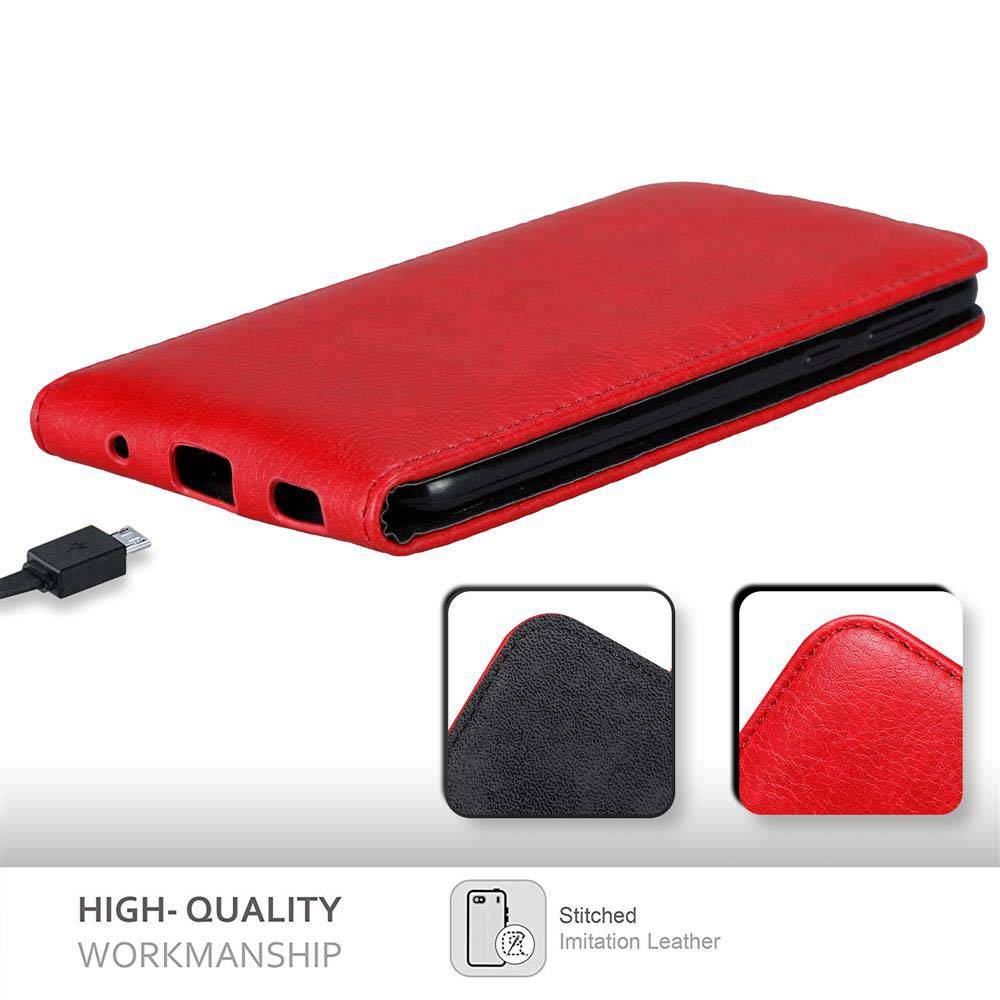 Cadorabo Hülle für HTC U PLAY Schutz Hülle in Rot Flip Etui Handyhülle Case Cover