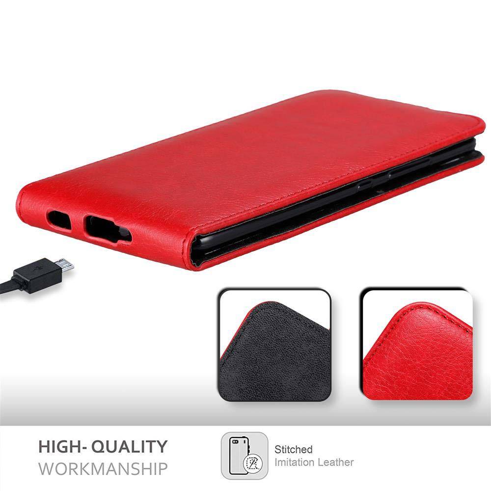 Cadorabo Hülle für HTC U ULTRA Schutz Hülle in Rot Flip Etui Handyhülle Case Cover
