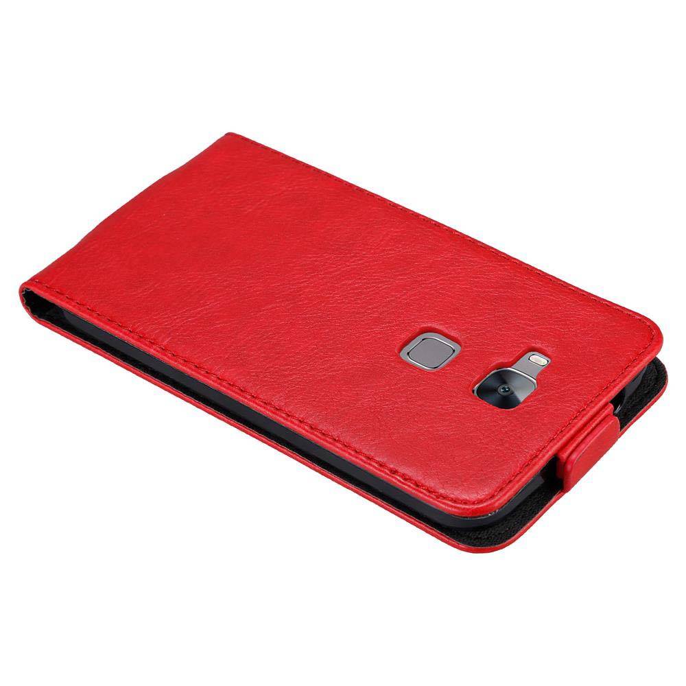 Cadorabo Hülle für Huawei ASCEND G7 PLUS / G8 / GX8 Schutz Hülle in Rot Flip Etui Handyhülle Case Cover