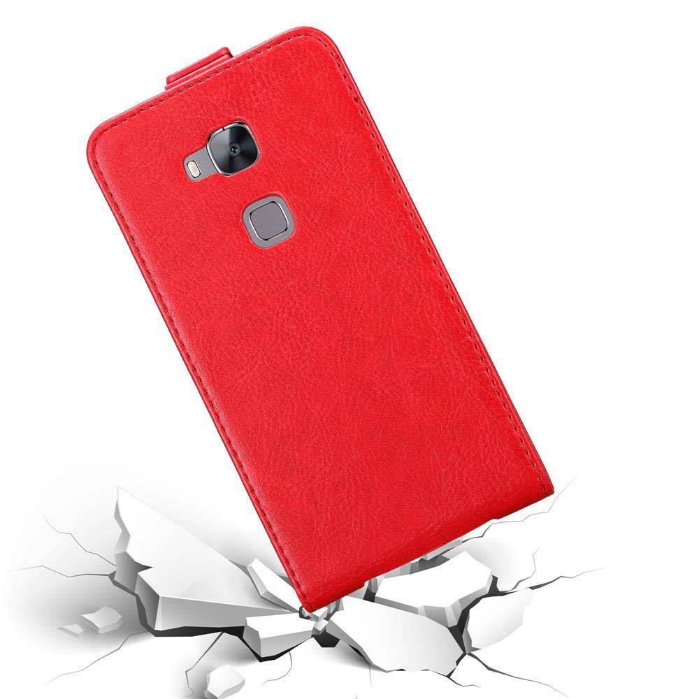 Cadorabo Hülle für Huawei ASCEND G7 PLUS / G8 / GX8 Schutz Hülle in Rot Flip Etui Handyhülle Case Cover