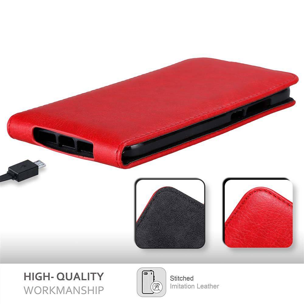 Cadorabo Hülle für Huawei ASCEND G7 PLUS / G8 / GX8 Schutz Hülle in Rot Flip Etui Handyhülle Case Cover