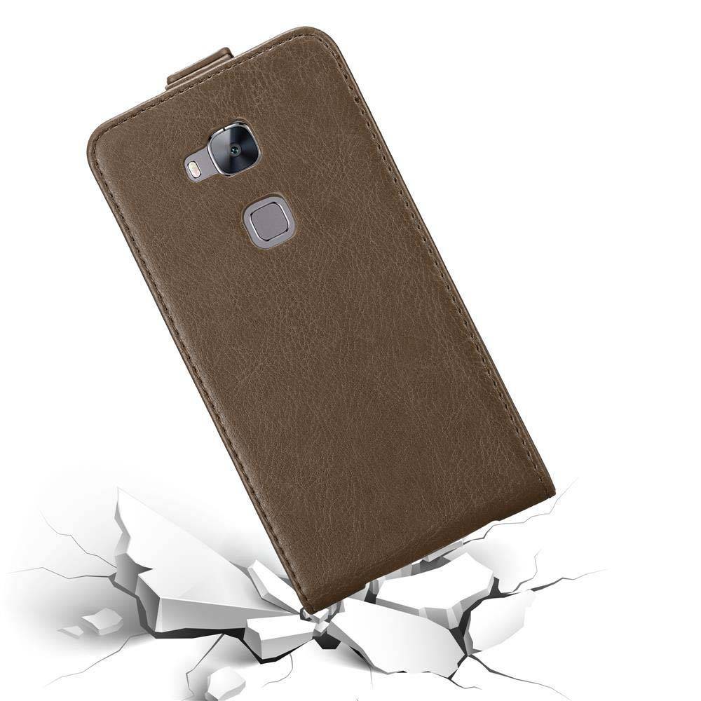 Cadorabo Hülle für Huawei ASCEND G7 PLUS / G8 / GX8 Schutz Hülle in Braun Flip Etui Handyhülle Case Cover