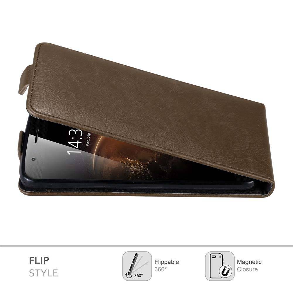 Cadorabo Hülle für Huawei ASCEND G7 PLUS / G8 / GX8 Schutz Hülle in Braun Flip Etui Handyhülle Case Cover