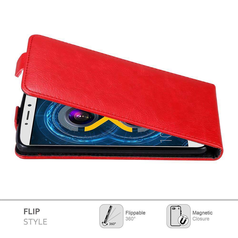 Cadorabo Hülle für Huawei MATE 9 LITE / GR5 2017 / Honor 6X Schutz Hülle in Rot Flip Etui Handyhülle Case Cover